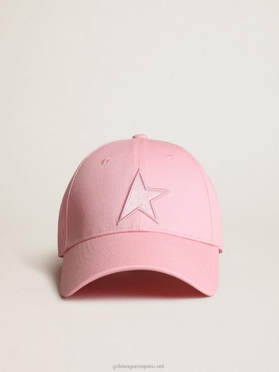 FDVPX410 Golden Goose mujer gorra rosa colección demos star con estrella tono sobre tono