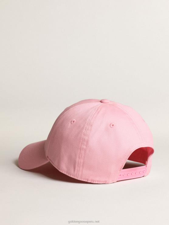FDVPX410 Golden Goose mujer gorra rosa colección demos star con estrella tono sobre tono
