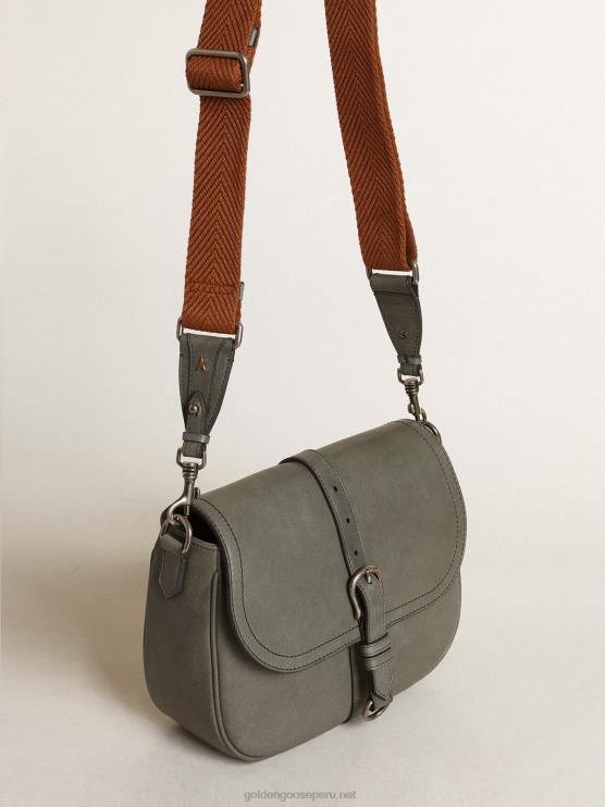 FDVPX450 Golden Goose mujer bolso sally mediano de piel gris piedra con hebilla y bandolera en contraste