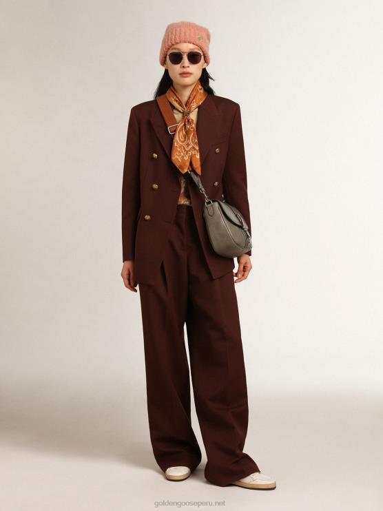 FDVPX450 Golden Goose mujer bolso sally mediano de piel gris piedra con hebilla y bandolera en contraste