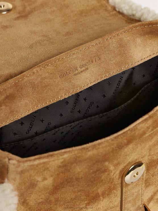 FDVPX458 Golden Goose mujer bolso rodeo pequeño de ante con detalles de borrego