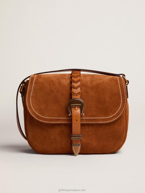 FDVPX469 Golden Goose mujer bolso rodeo mediano de ante color ron