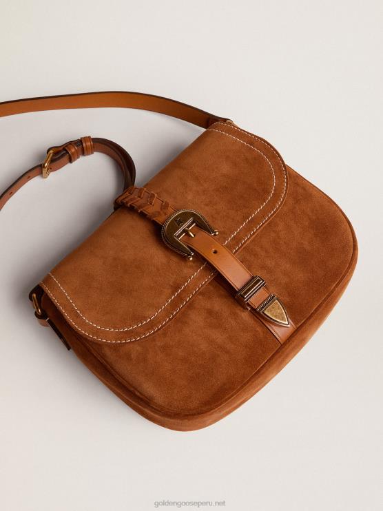 FDVPX469 Golden Goose mujer bolso rodeo mediano de ante color ron
