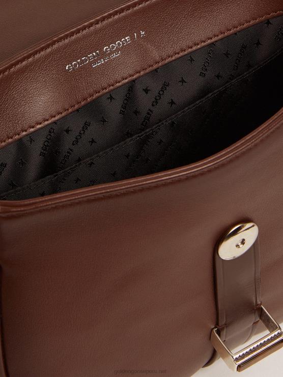 FDVPX484 Golden Goose mujer bolso rodeo pequeño en piel color canela oscuro
