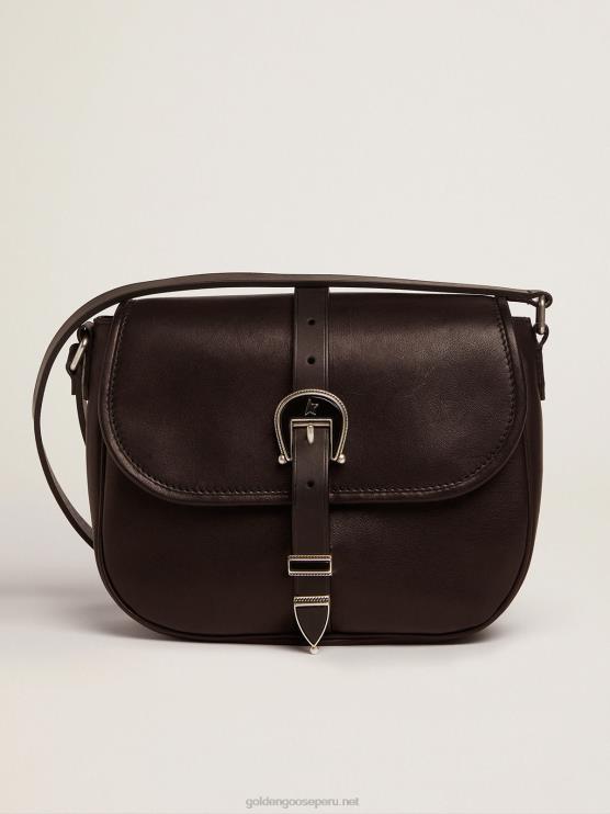 FDVPX496 Golden Goose mujer bolso rodeo mediano de piel negra