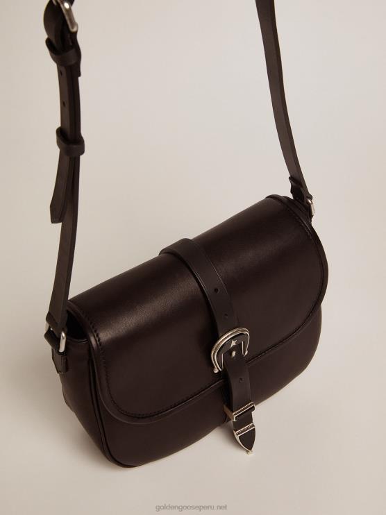 FDVPX496 Golden Goose mujer bolso rodeo mediano de piel negra