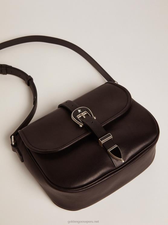 FDVPX496 Golden Goose mujer bolso rodeo mediano de piel negra