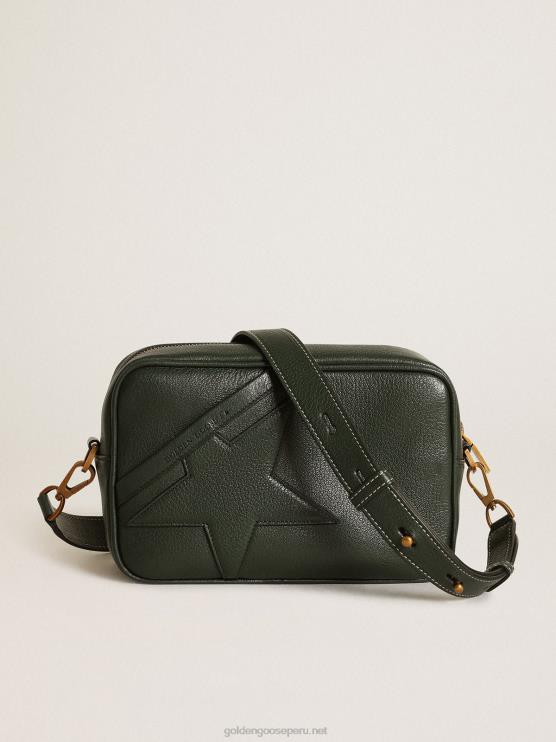 FDVPX444 Golden Goose mujer bolso star de piel verde oscuro con estrella tono sobre tono