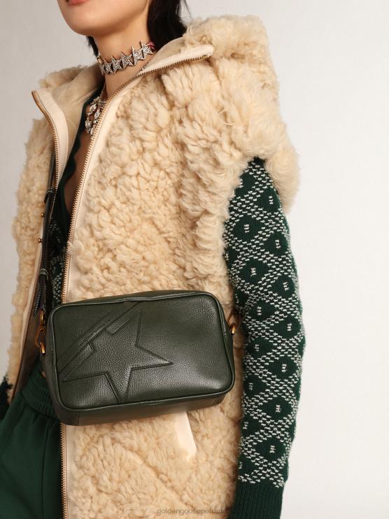 FDVPX444 Golden Goose mujer bolso star de piel verde oscuro con estrella tono sobre tono