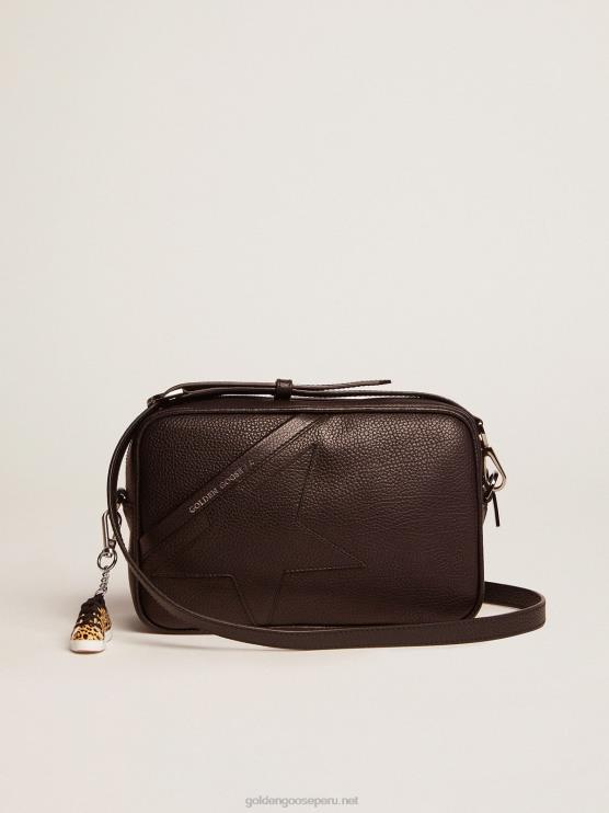 FDVPX451 Golden Goose mujer bolso estrella negro elaborado en piel martillada