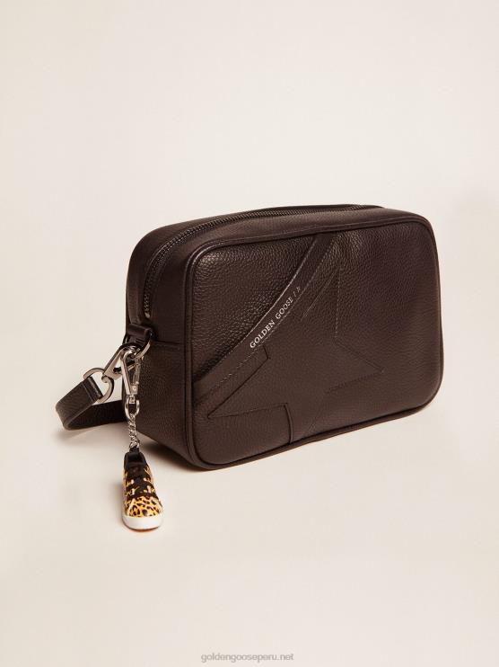 FDVPX451 Golden Goose mujer bolso estrella negro elaborado en piel martillada