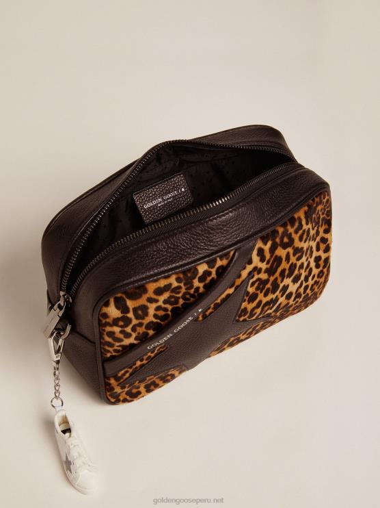 FDVPX453 Golden Goose mujer bolso estrella de piel de potro con estampado de leopardo