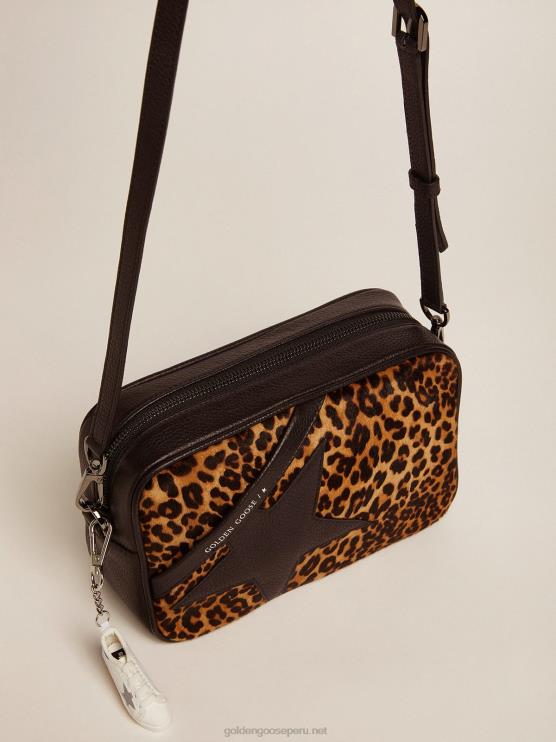 FDVPX453 Golden Goose mujer bolso estrella de piel de potro con estampado de leopardo