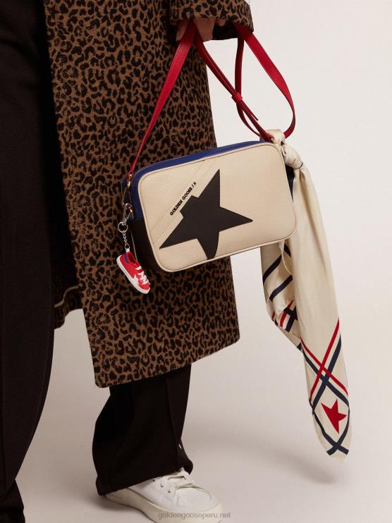 FDVPX465 Golden Goose mujer bolso estrella elaborado en piel granulada con estrella negra