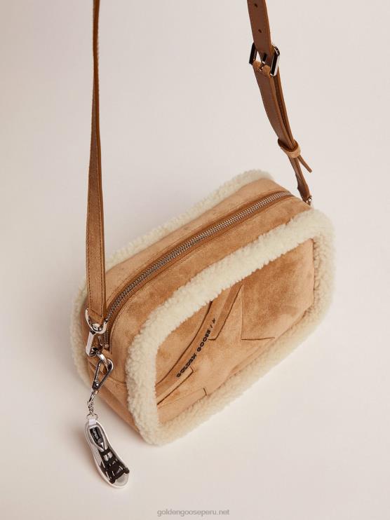 FDVPX477 Golden Goose mujer bolso estrella elaborado en piel serraje con ribete de borrego