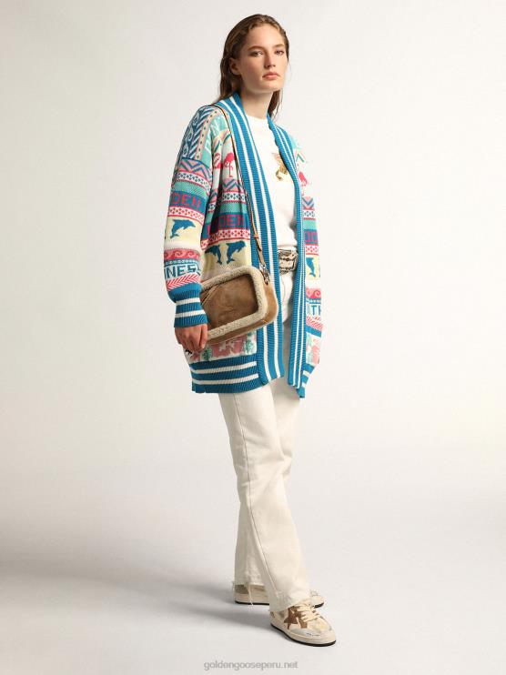 FDVPX477 Golden Goose mujer bolso estrella elaborado en piel serraje con ribete de borrego