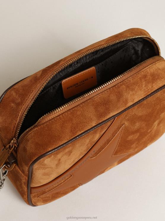 FDVPX486 Golden Goose mujer Bolso estrella de ante color tabaco con estrella de piel tono sobre tono