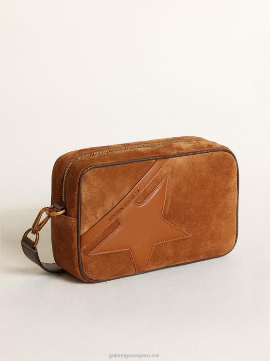 FDVPX486 Golden Goose mujer Bolso estrella de ante color tabaco con estrella de piel tono sobre tono