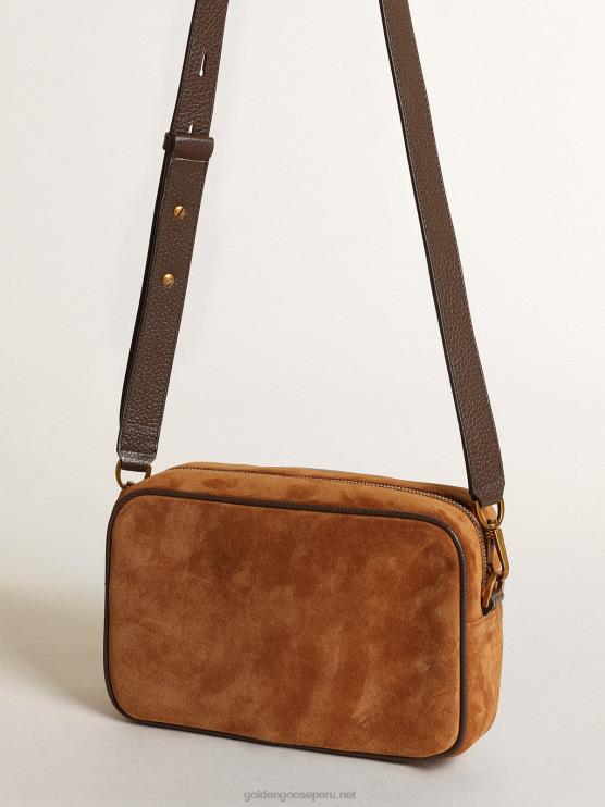 FDVPX486 Golden Goose mujer Bolso estrella de ante color tabaco con estrella de piel tono sobre tono