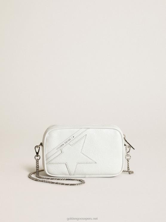 FDVPX445 Golden Goose mujer bolso mini estrella de piel blanca brillante con estrella tono sobre tono