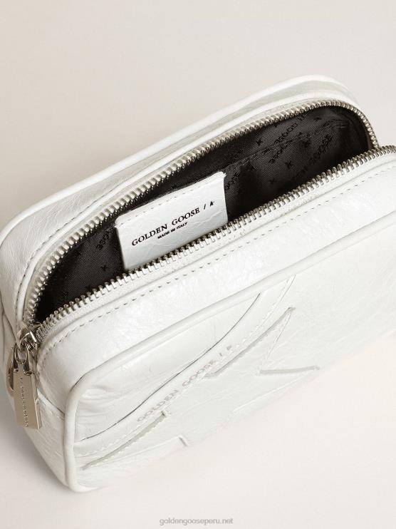 FDVPX445 Golden Goose mujer bolso mini estrella de piel blanca brillante con estrella tono sobre tono