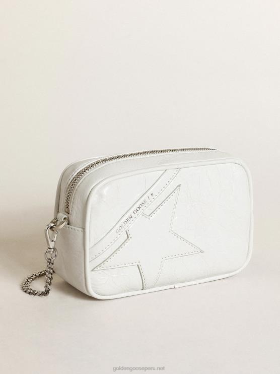 FDVPX445 Golden Goose mujer bolso mini estrella de piel blanca brillante con estrella tono sobre tono