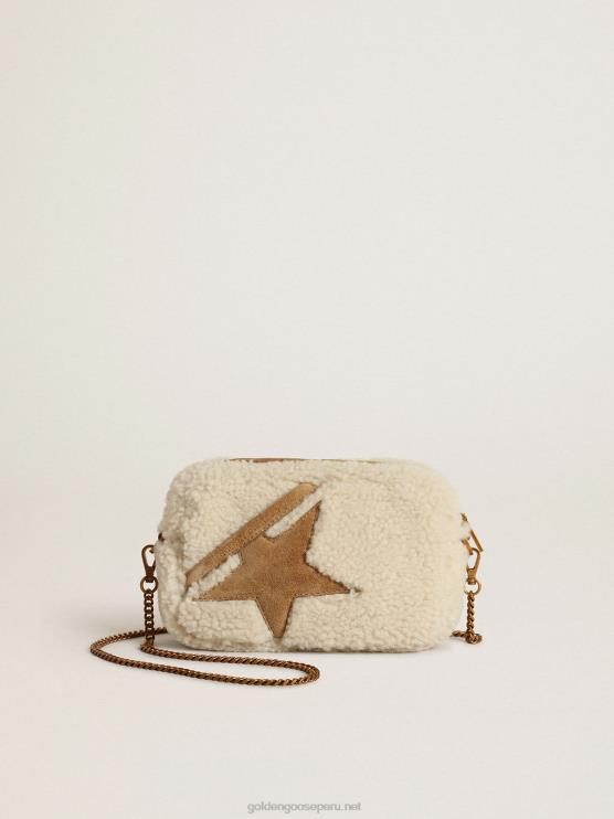 FDVPX455 Golden Goose mujer bolso mini estrella de borrego beige con estrella de ante