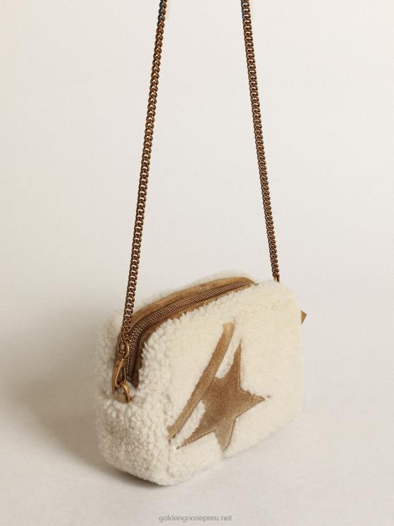FDVPX455 Golden Goose mujer bolso mini estrella de borrego beige con estrella de ante