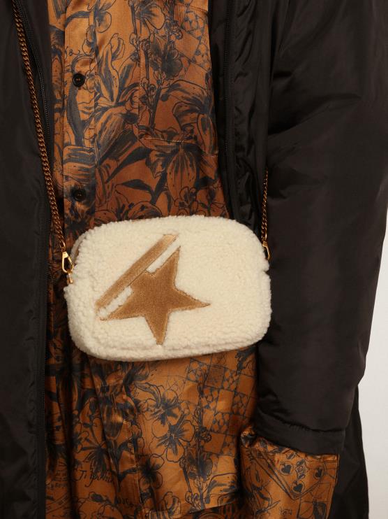 FDVPX455 Golden Goose mujer bolso mini estrella de borrego beige con estrella de ante