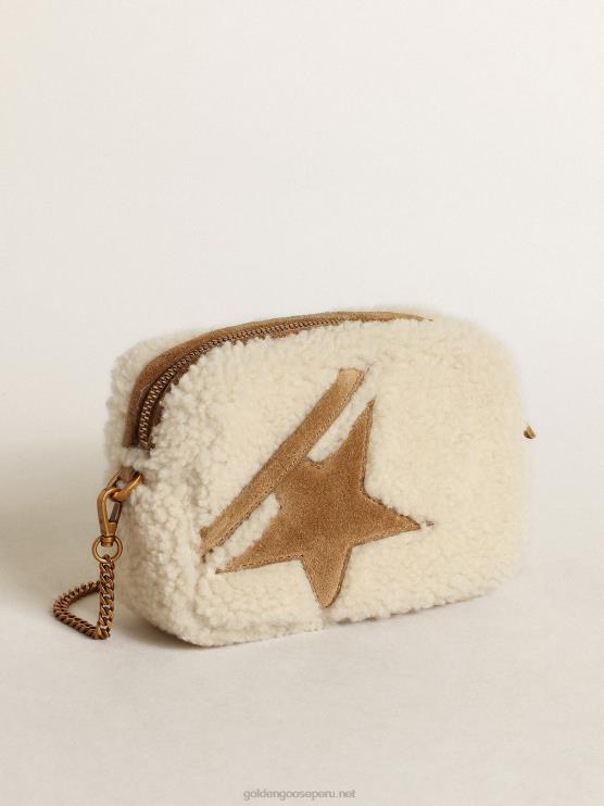 FDVPX455 Golden Goose mujer bolso mini estrella de borrego beige con estrella de ante