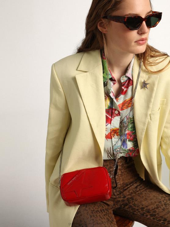 FDVPX470 Golden Goose mujer bolso mini estrella de charol rojo con estrella tono sobre tono