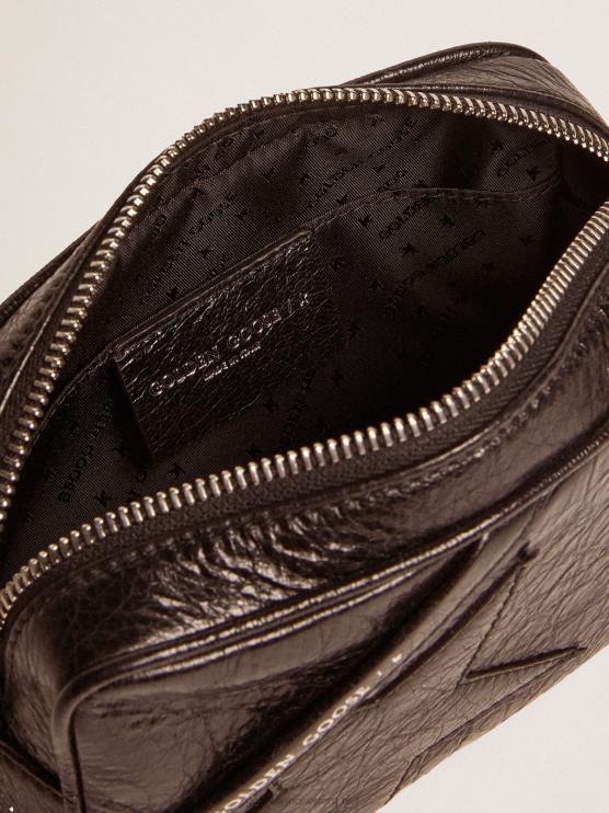 FDVPX482 Golden Goose mujer bolso mini estrella de piel negra brillante con estrella tono sobre tono