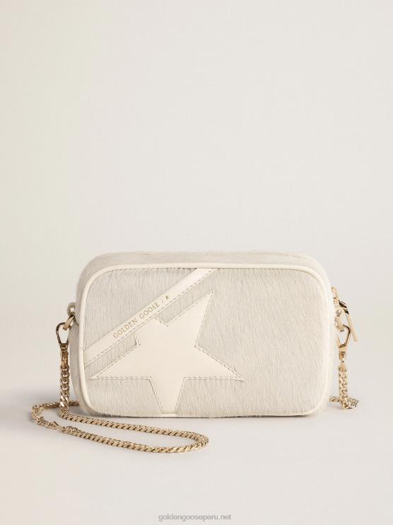 FDVPX485 Golden Goose mujer bolso mini estrella en piel heritage blanco con estrella tono sobre tono