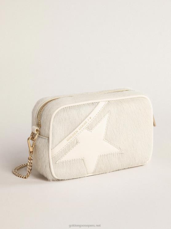 FDVPX485 Golden Goose mujer bolso mini estrella en piel heritage blanco con estrella tono sobre tono