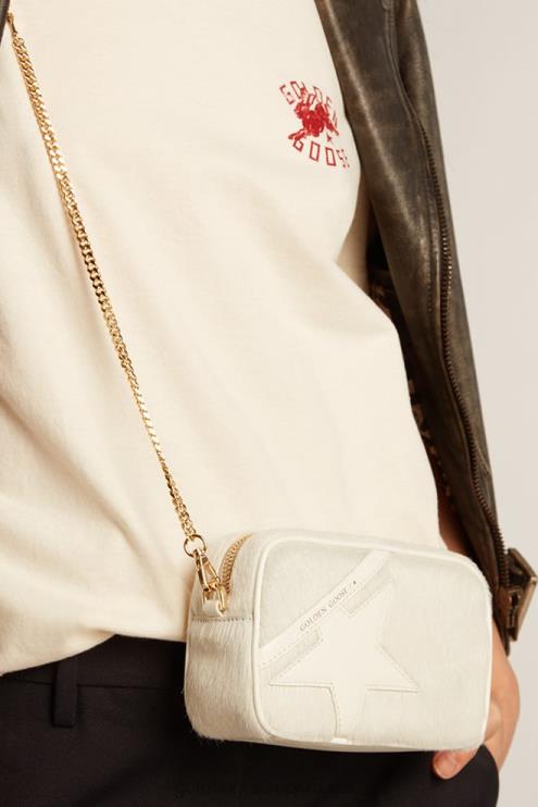 FDVPX485 Golden Goose mujer bolso mini estrella en piel heritage blanco con estrella tono sobre tono
