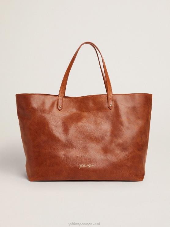 FDVPX467 Golden Goose mujer bolso pasadena color canela con logo dorado en el frente