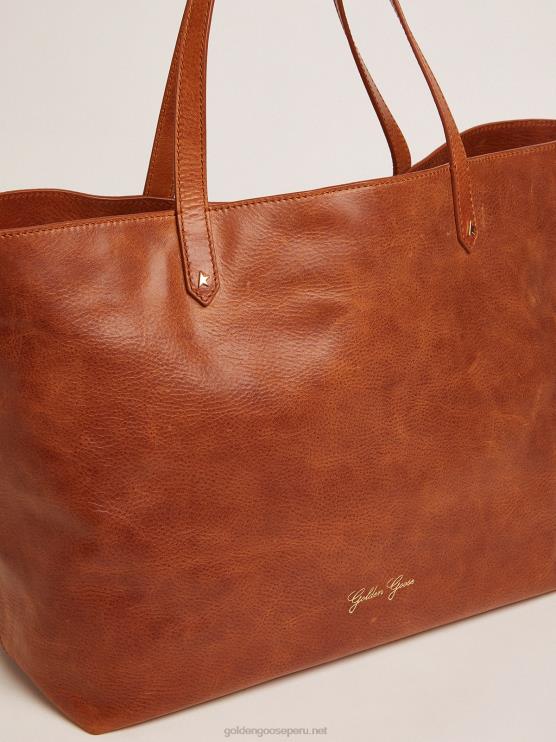 FDVPX467 Golden Goose mujer bolso pasadena color canela con logo dorado en el frente