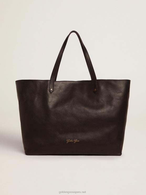 FDVPX474 Golden Goose mujer bolso pasadena negro con logo dorado en el frente