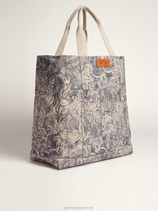 FDVPX452mujer bolso oceánico de lona de la colección cápsula golden resort en azul vintage con detalles en contraste