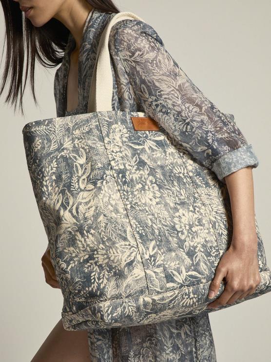 FDVPX452mujer bolso oceánico de lona de la colección cápsula golden resort en azul vintage con detalles en contraste
