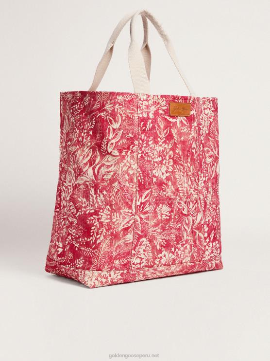 FDVPX456mujer Bolso ocean de lona de la colección cápsula golden resort en rojo vintage con detalles en contraste