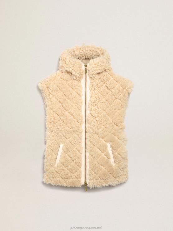 FDVPX1005 Golden Goose mujer Chaleco reversible de piel de cordero en color crudo de la colección Journey