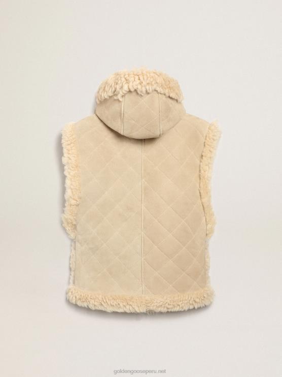 FDVPX1005 Golden Goose mujer Chaleco reversible de piel de cordero en color crudo de la colección Journey