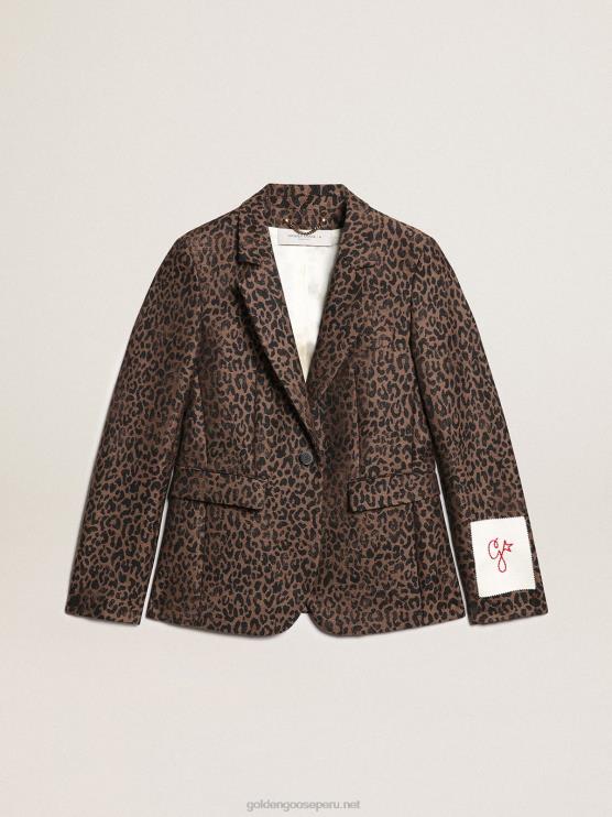 FDVPX1041 Golden Goose mujer americana de abotonadura sencilla de lana con estampado de animales en jacquard
