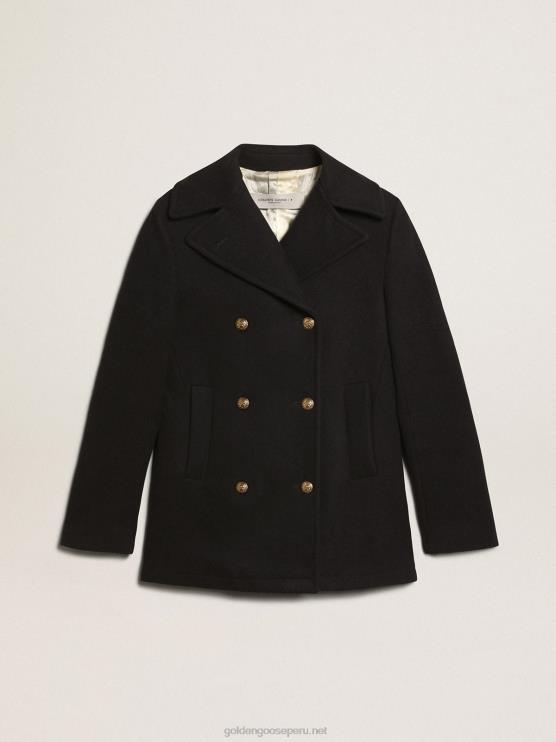 FDVPX919 Golden Goose mujer chaquetón azul oscuro con botones heráldicos dorados