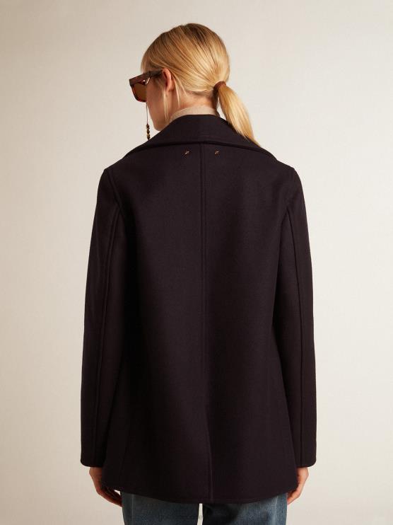 FDVPX919 Golden Goose mujer chaquetón azul oscuro con botones heráldicos dorados