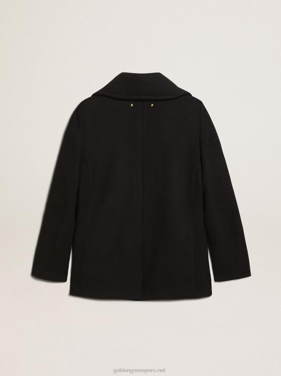 FDVPX919 Golden Goose mujer chaquetón azul oscuro con botones heráldicos dorados