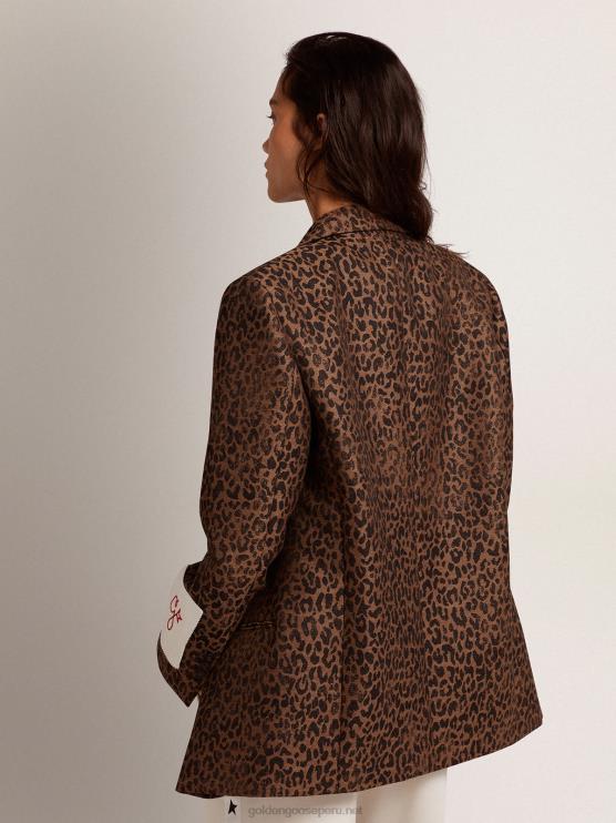 FDVPX940 Golden Goose mujer blazer tom boy de botonadura sencilla de lana con estampado de animales en jacquard