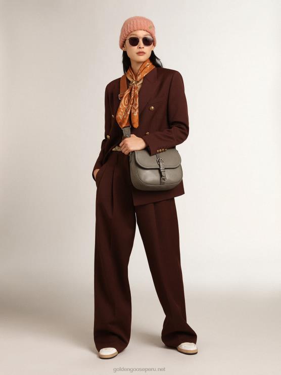 FDVPX994 Golden Goose mujer Americana cruzada de la colección Journey en gabardina de lana color achicoria-café