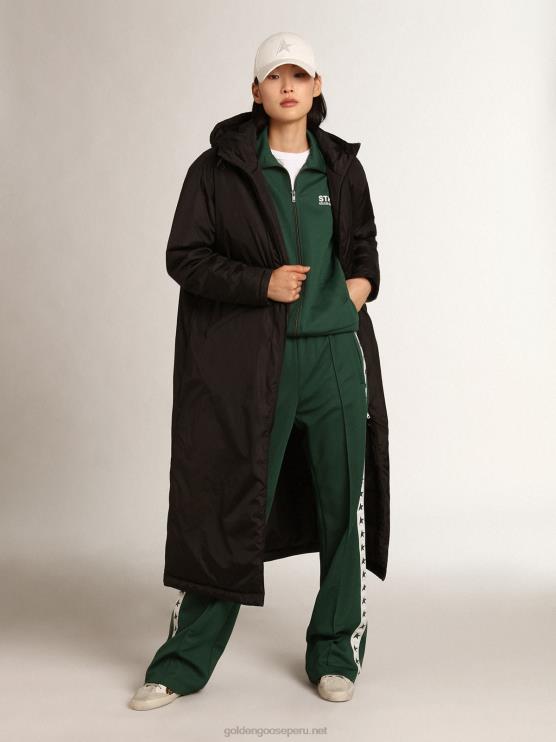 FDVPX998 Golden Goose mujer chamarra acolchada con capucha hasta los tobillos black star collection